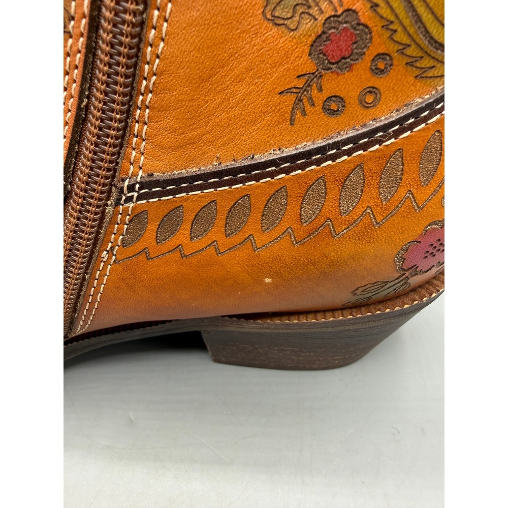 L'Artiste Spring Step Galop-CA Tan Leather Floral Western Ankle Boots Womens 41 - Picture 7 of 16